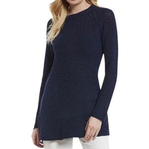 Eileen‎ Fisher Navy Ribbed Tunic Sweater | XXS